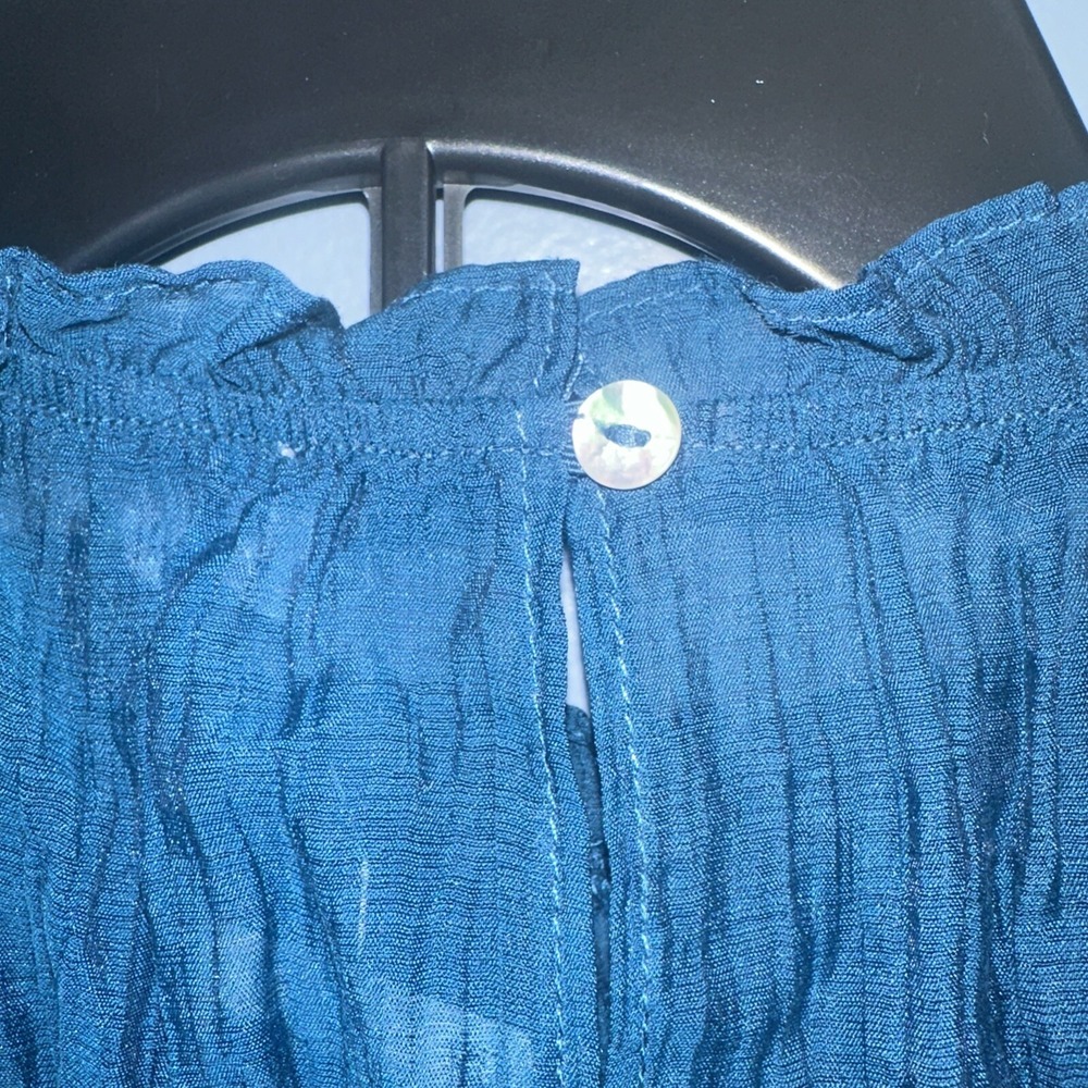 Socialite Crinkle Tiered Sleeveless Midi Dress Lined Dark Teal Blue Size S - Picture 12 of 12